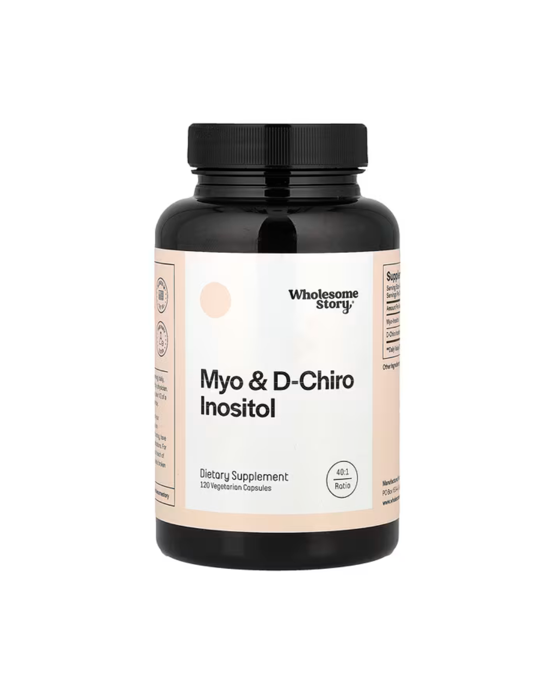 Wholesome Story Myo-Inositol &amp; D-Chiro Inositol 40:1 Ratio 120 Capsules 30 Servings