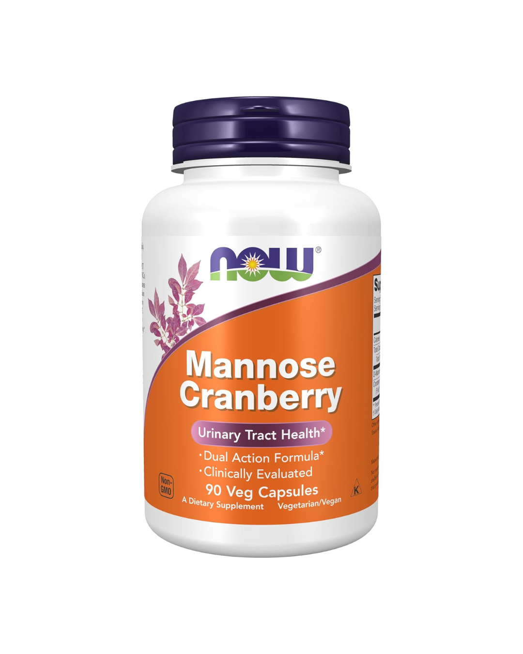 NOW Foods Supplements Mannose Cranberry Dual Action Formula 90 Capsules