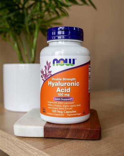 NOW Foods Supplements, Hyaluronic Acid 100 mg, Double Strength with L-Proline, Alpha Lipoic Acid and Grape Seed Extract, 120 Veg Capsules