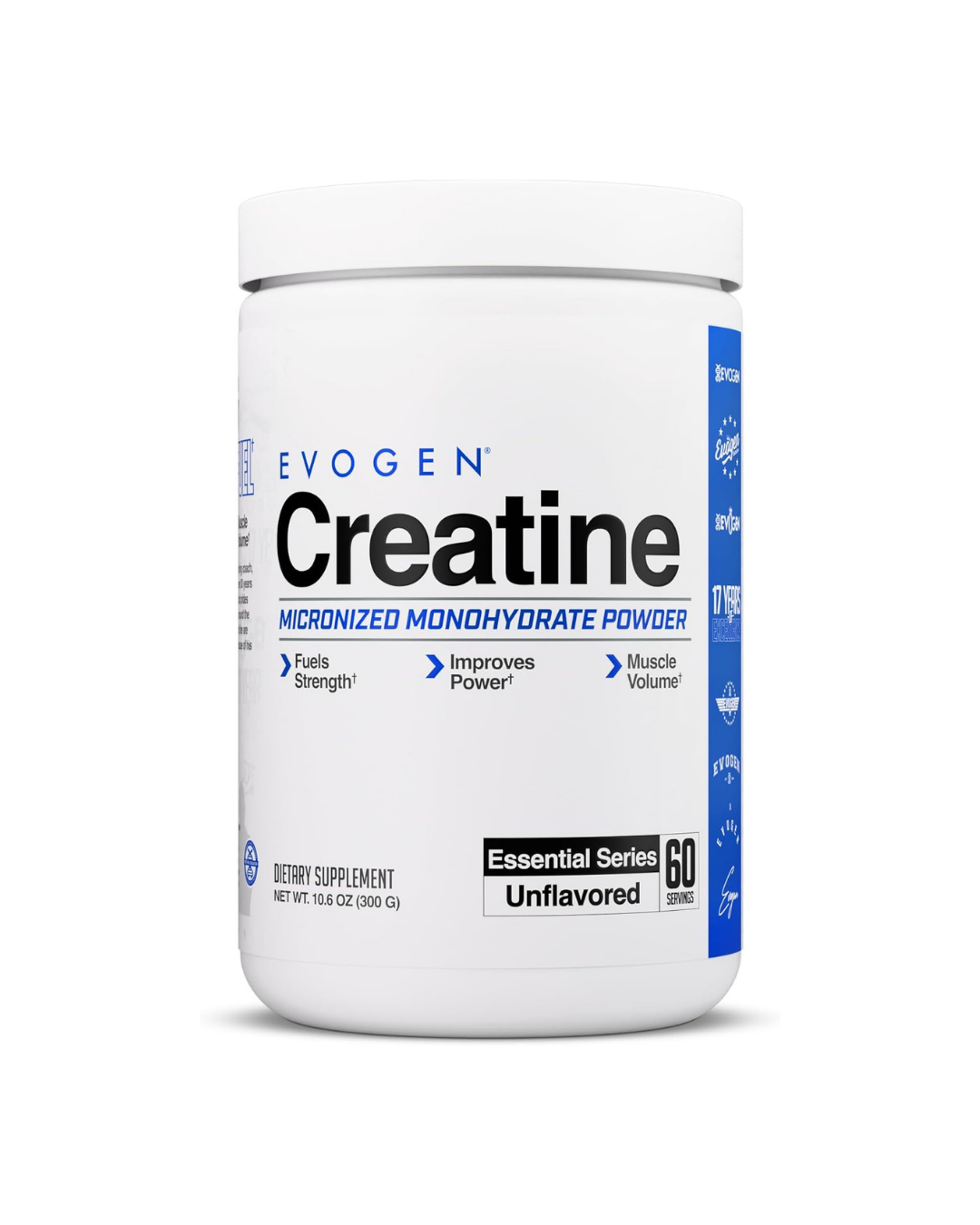 Evogen Creatine Micronized Monohydrate Powder Unflavored 300g 60 Servings