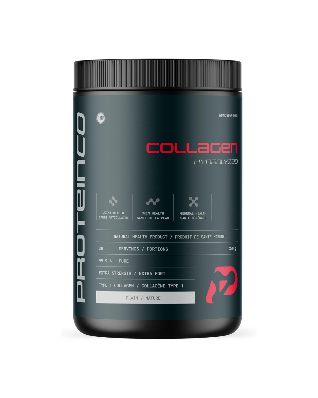 ProteinCo Hydrolyzed Collagen Peptides Type 1 Collagen Grass Fed (300 g, Unflavoured)