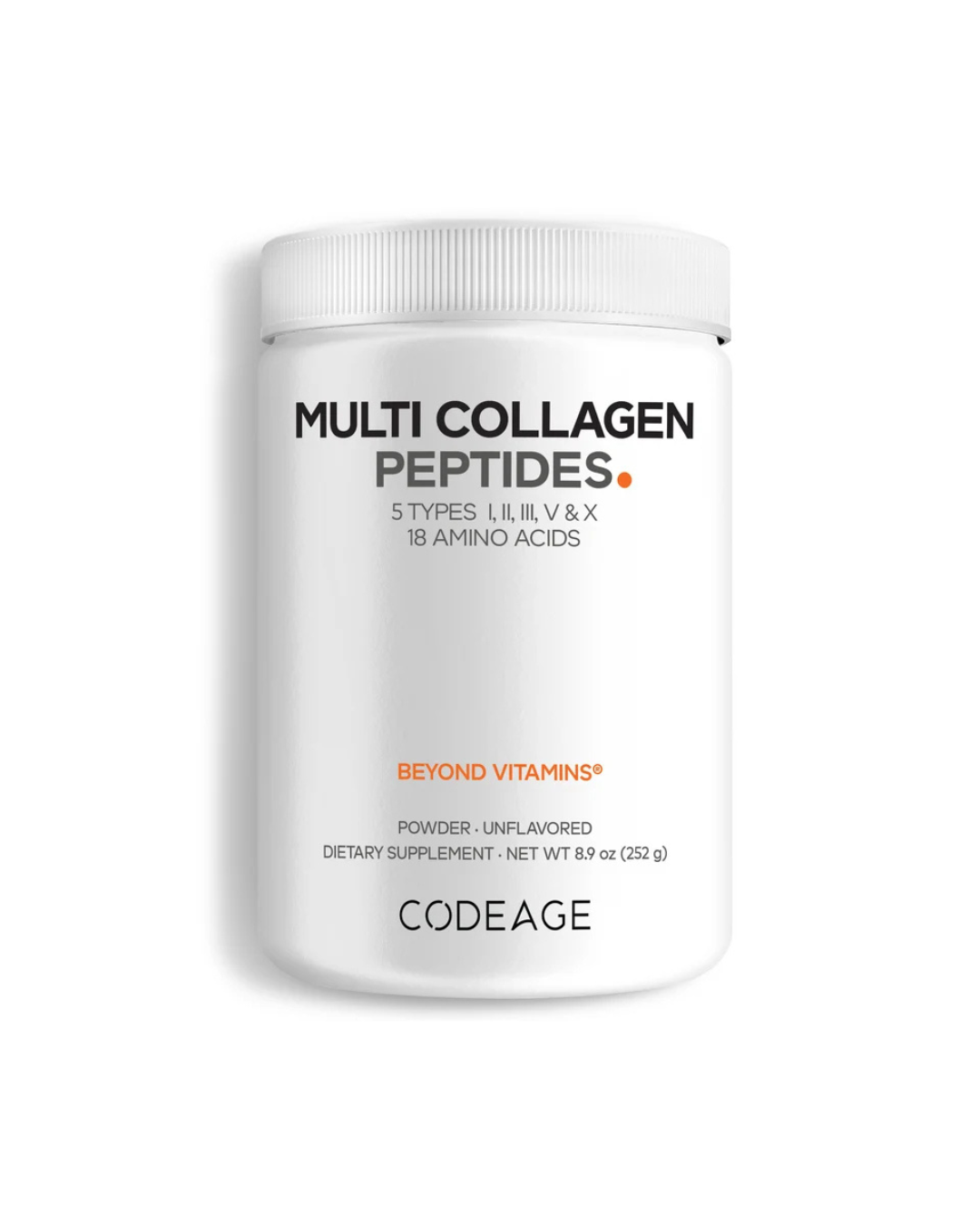 Codeage Multi Collagen Peptides Powder with 18 Amino Acids and Collagen Type I, II, III, V, X 252g