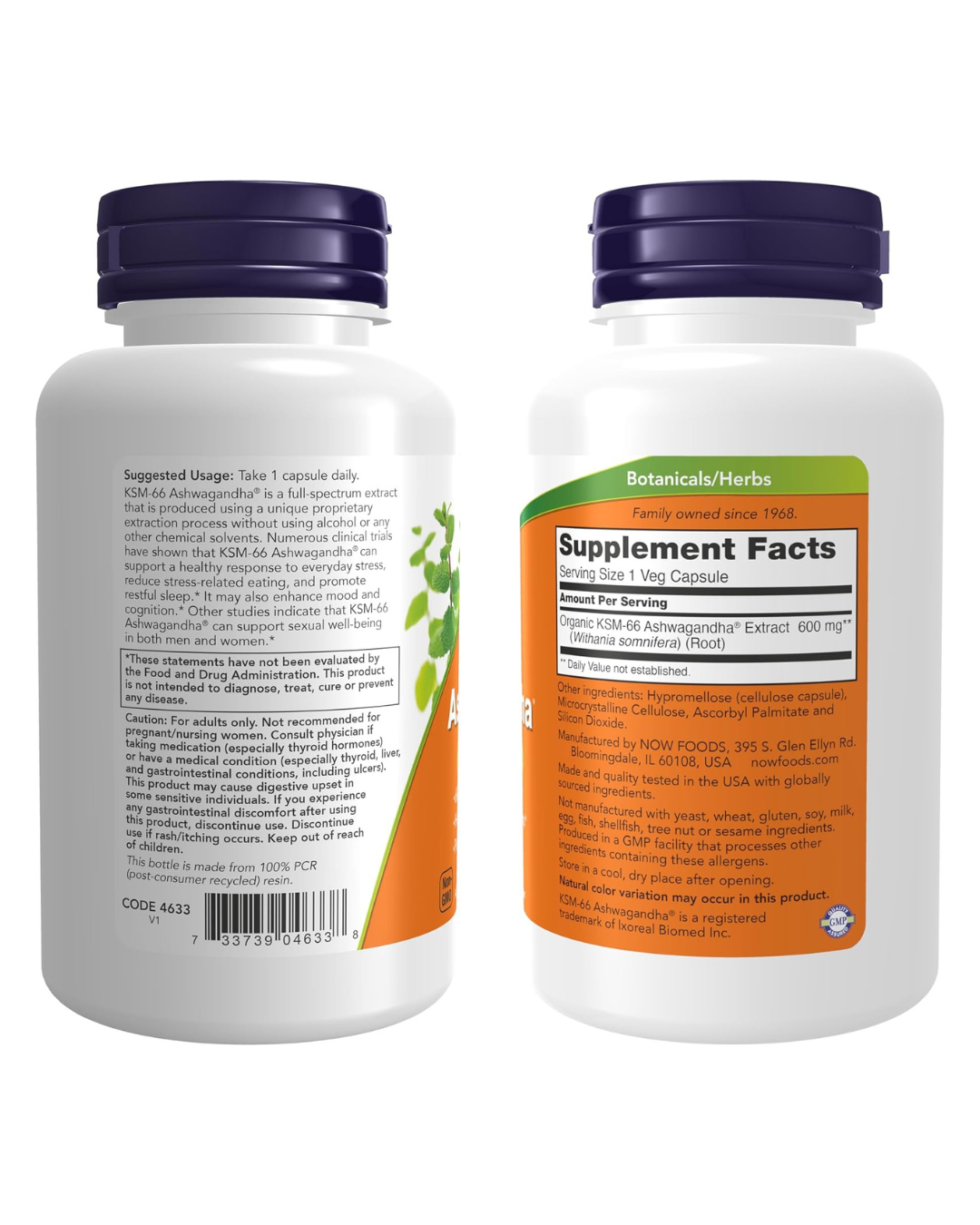 Now Supplements KSM-66 Ashwagandha® 600mg 90 Veg Caps thumbnail 2