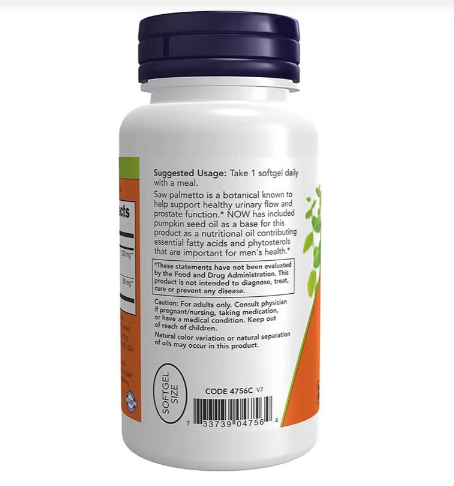 NOW Supplements Saw Palmetto Extract 320 mg with Pumpkin Seed Oil, 90 Veg Softgels thumbnail 2