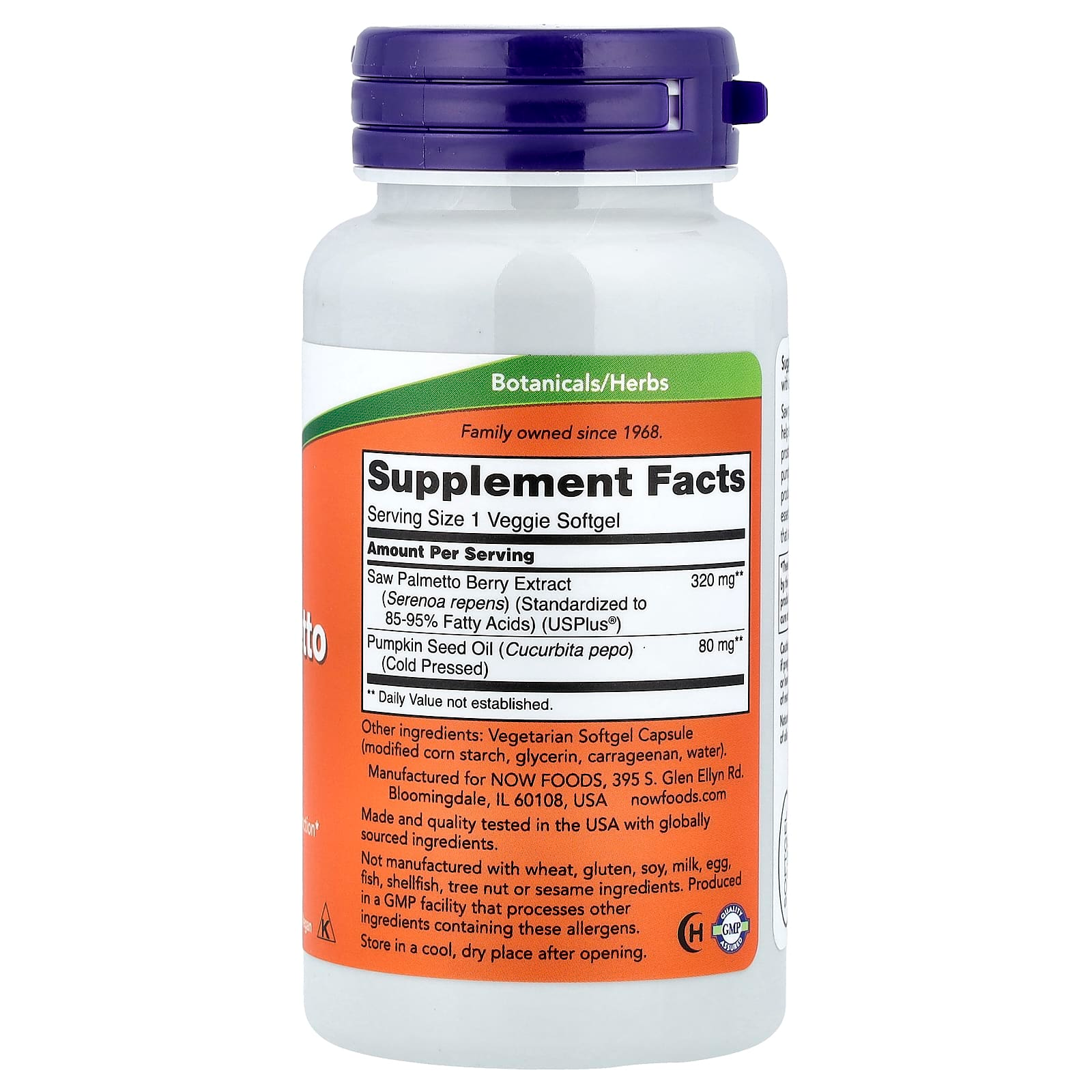 NOW Supplements Saw Palmetto Extract 320 mg with Pumpkin Seed Oil, 90 Veg Softgels thumbnail 4