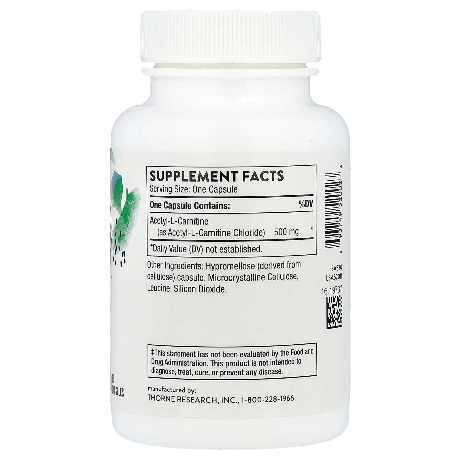 THORNE Acetyl-L-Carnitine, 500 mg per Capsule, 60 Capsules thumbnail 4