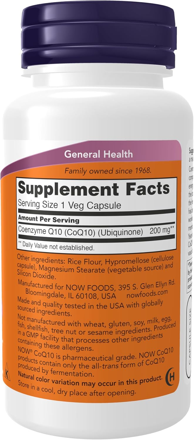 NOW Foods Supplements CoQ10 (Coenzyme Q10) 200 mg, 60 Veg Capsules thumbnail 4