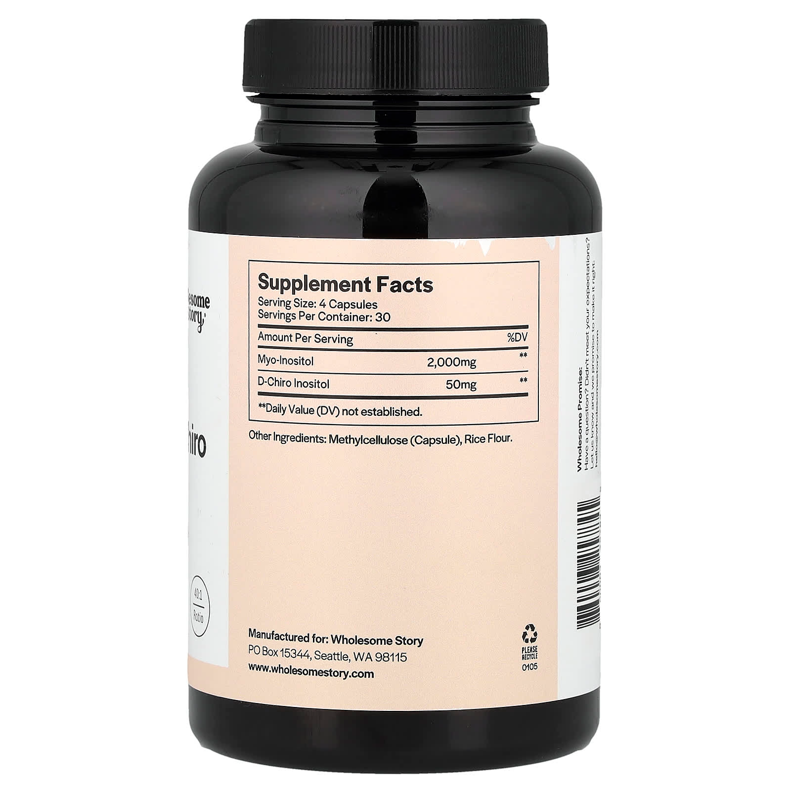 Wholesome Story Myo-Inositol &amp; D-Chiro Inositol 40:1 Ratio 120 Capsules 30 Servings thumbnail 2
