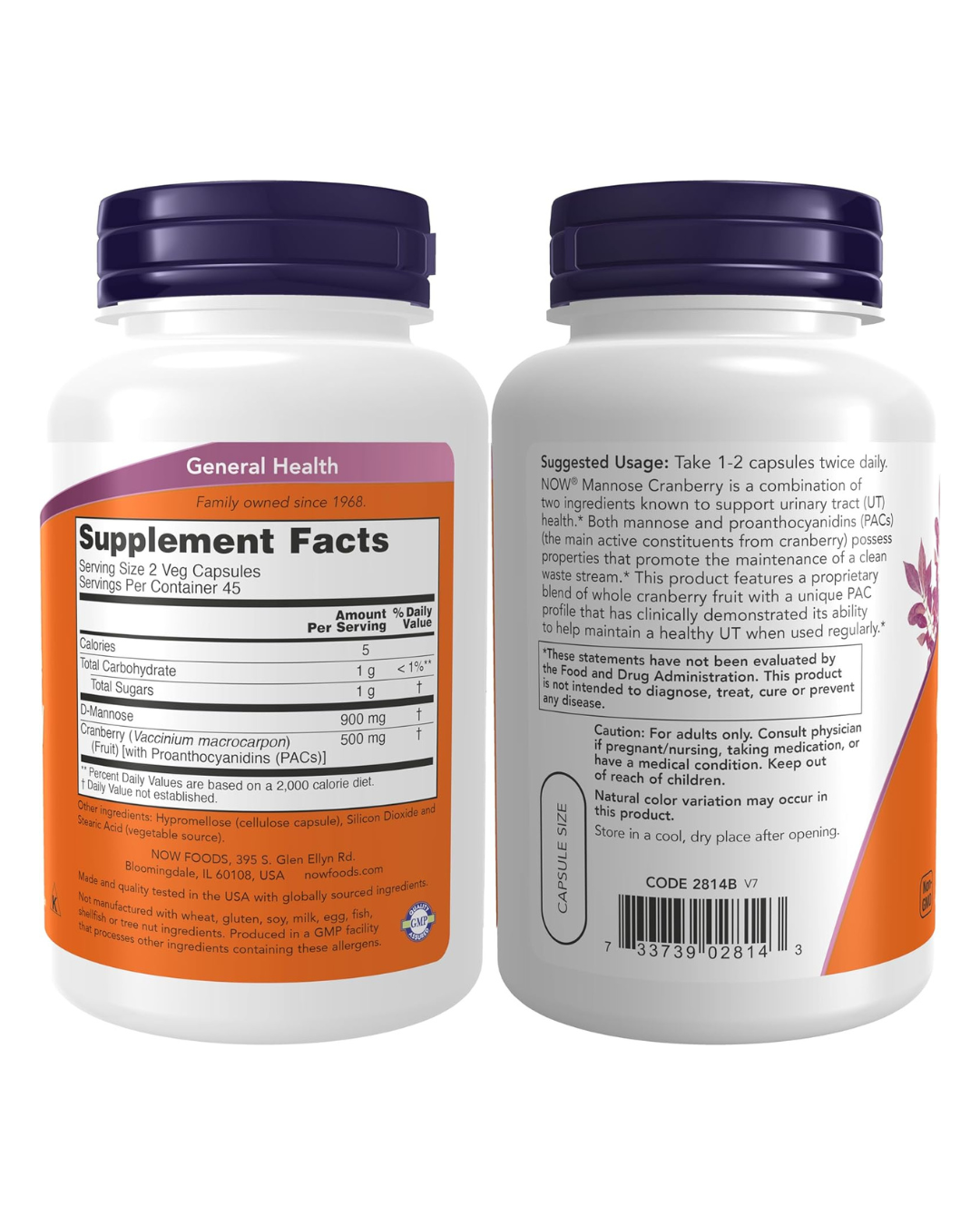 NOW Foods Supplements Mannose Cranberry Dual Action Formula 90 Capsules thumbnail 2