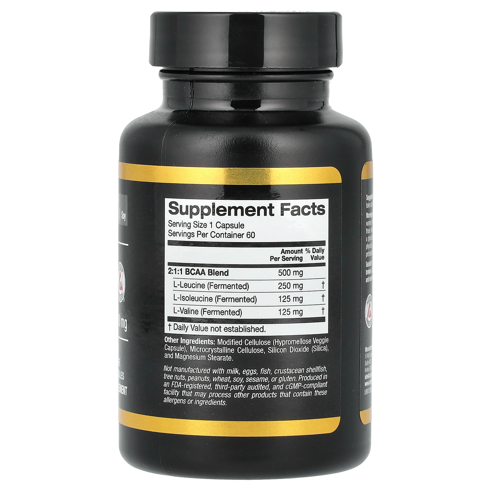 California Gold Nutrition, Sport, BCAA, AjiPure® Branched Chain Amino Acids 2:1:1 with L-Leucine, L-Isoleucine, and L-Valine, 500 mg, 60 Veggie Capsules thumbnail 2
