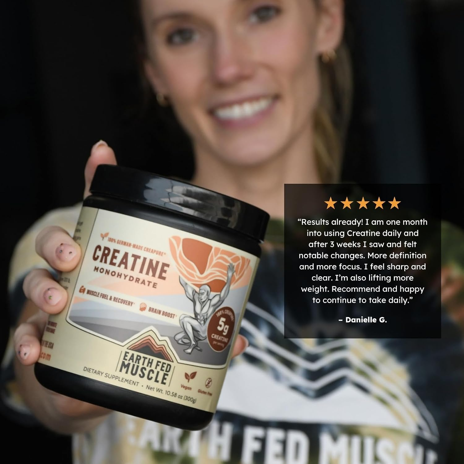 Earth Fed Muscle Creatine Monohydrate Powder Unflavored 300g thumbnail 5
