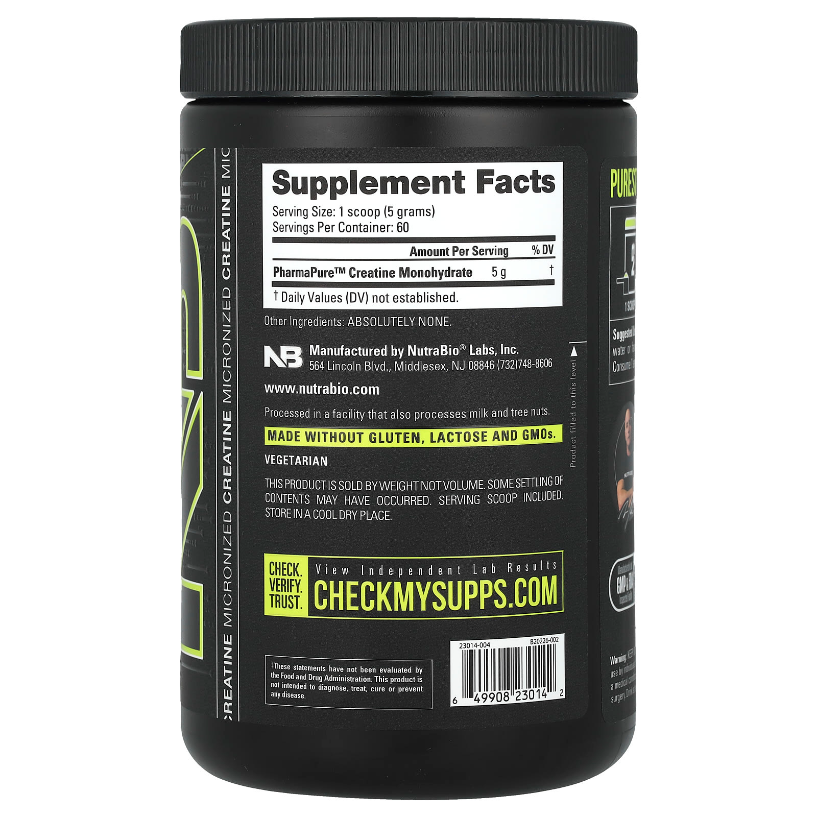 NutraBio Pure Micronized Creatine Monohydrate Powder Supplement Unflavored 300 g thumbnail 4