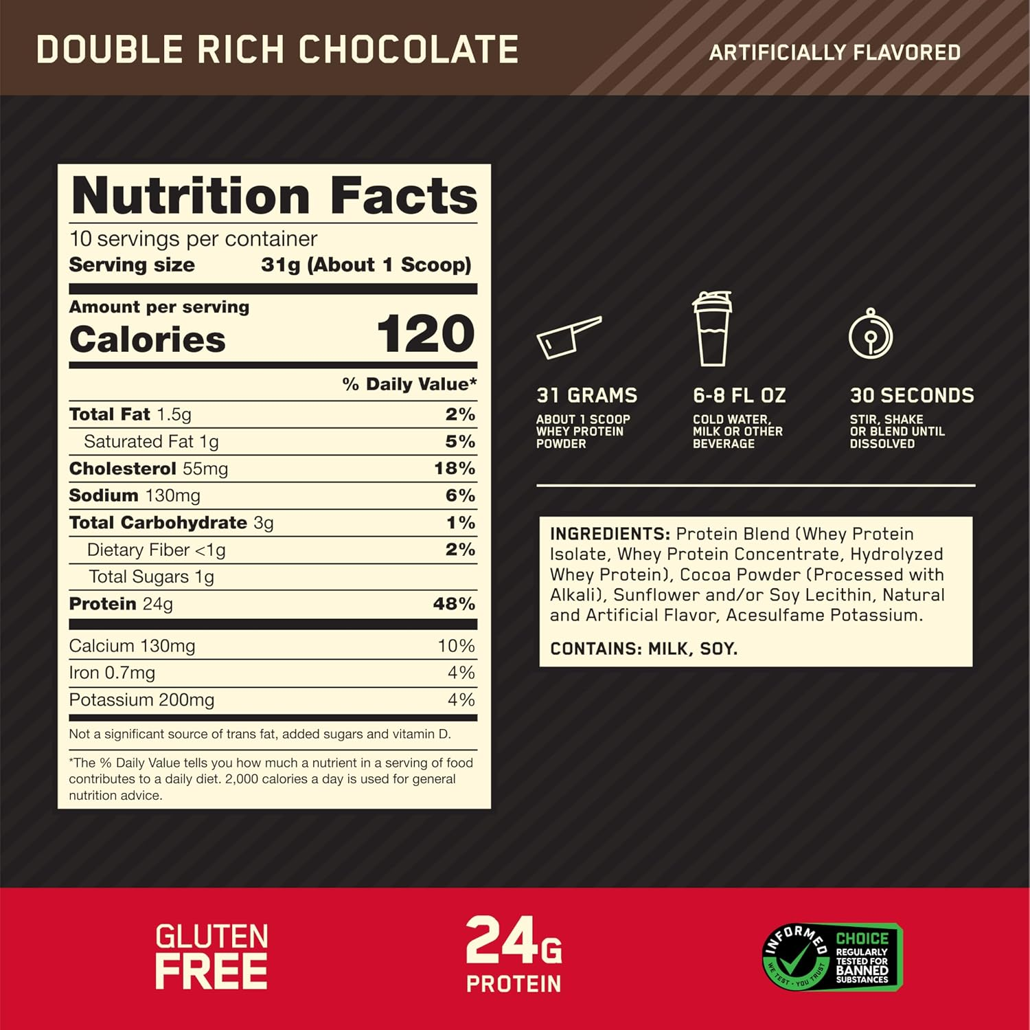 Optimum Nutrition Gold Standard Whey Protein, 0.68LB 10.9 OZ 310g thumbnail 5