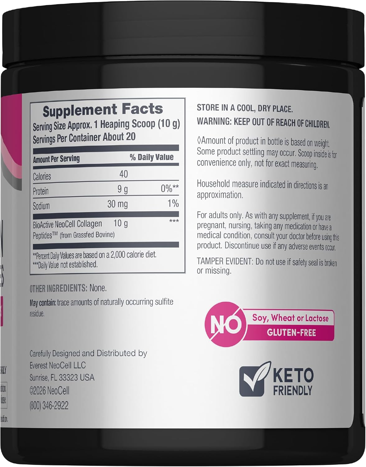 NeoCell Grassfed BioActive Collagen Peptides Powder Type I and III 200g 7 oz Unflavored thumbnail 6