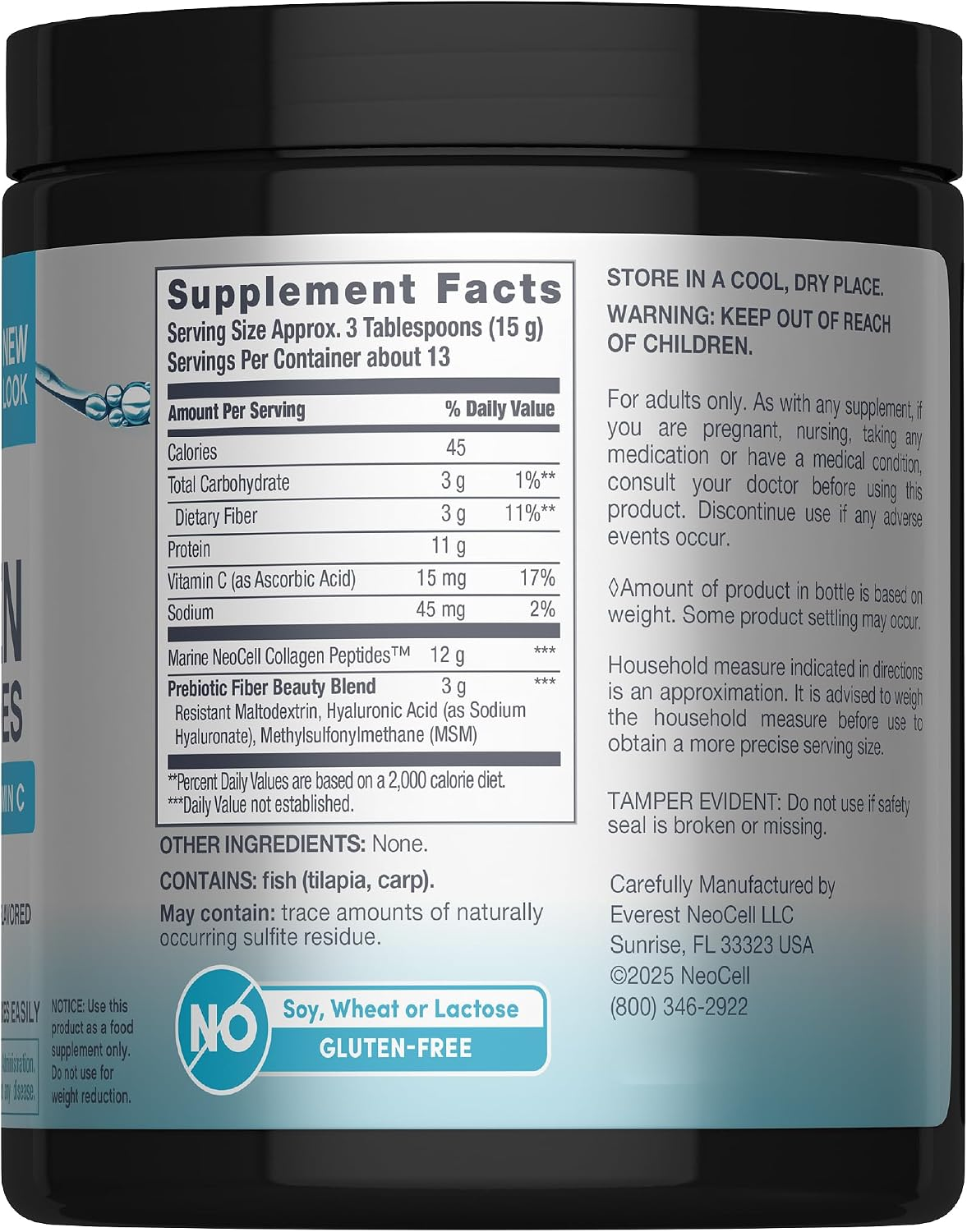 Neocell Marine Collagen Peptides + Hyaluronic Acid, MSM &amp; C 200g thumbnail 8