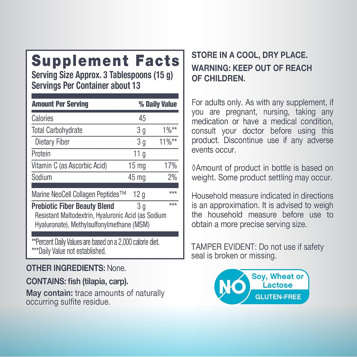 Neocell Marine Collagen Peptides + Hyaluronic Acid, MSM &amp; C 200g thumbnail 6
