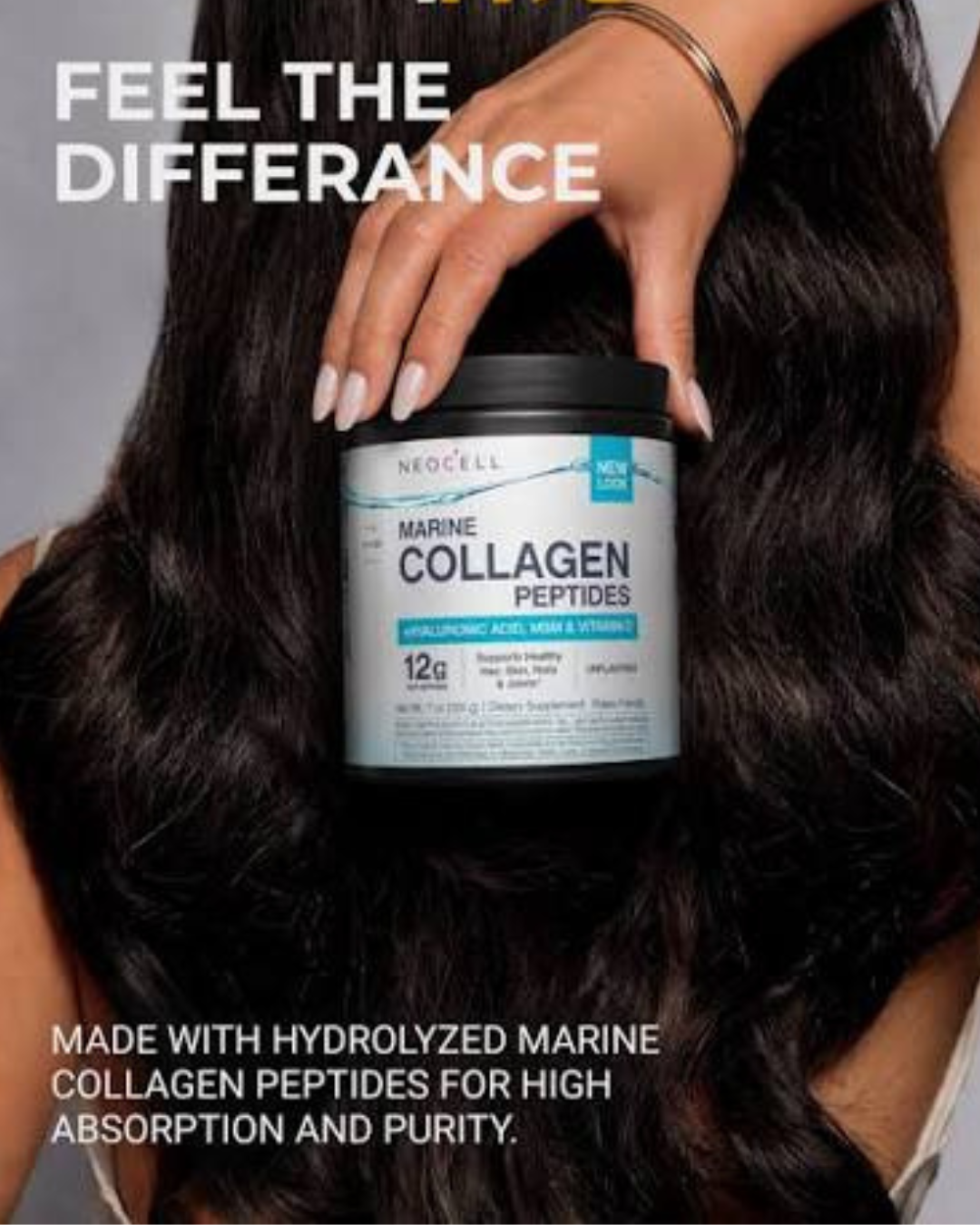 Neocell Marine Collagen Peptides + Hyaluronic Acid, MSM &amp; C 200g thumbnail 3