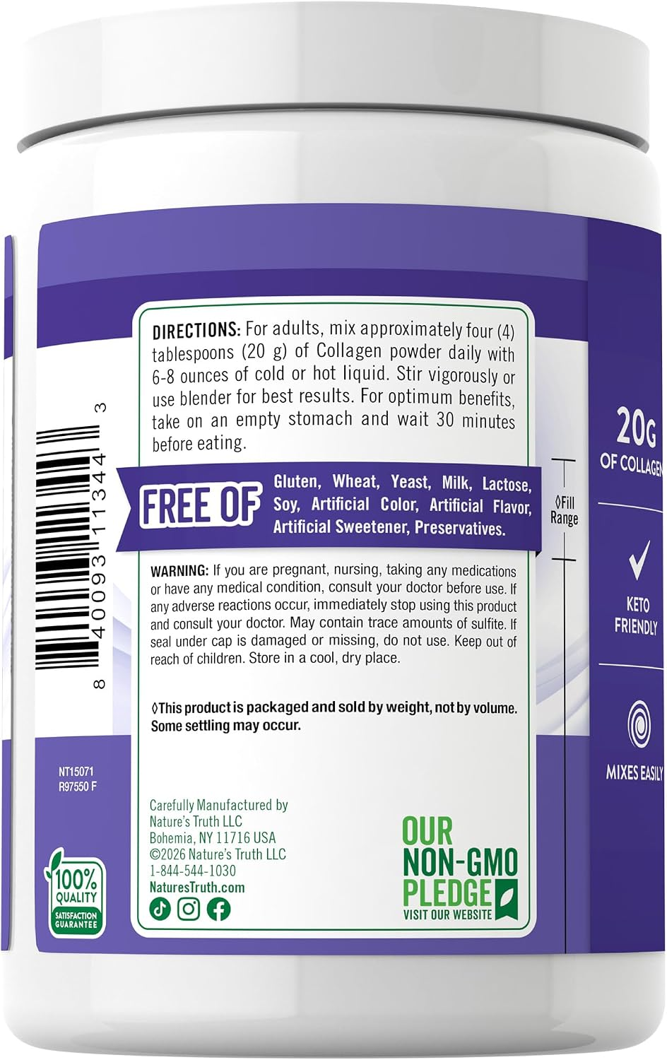 Nature's Truth Multi Collagen Peptides Powder Unflavored, 9 oz (255 g) thumbnail 2