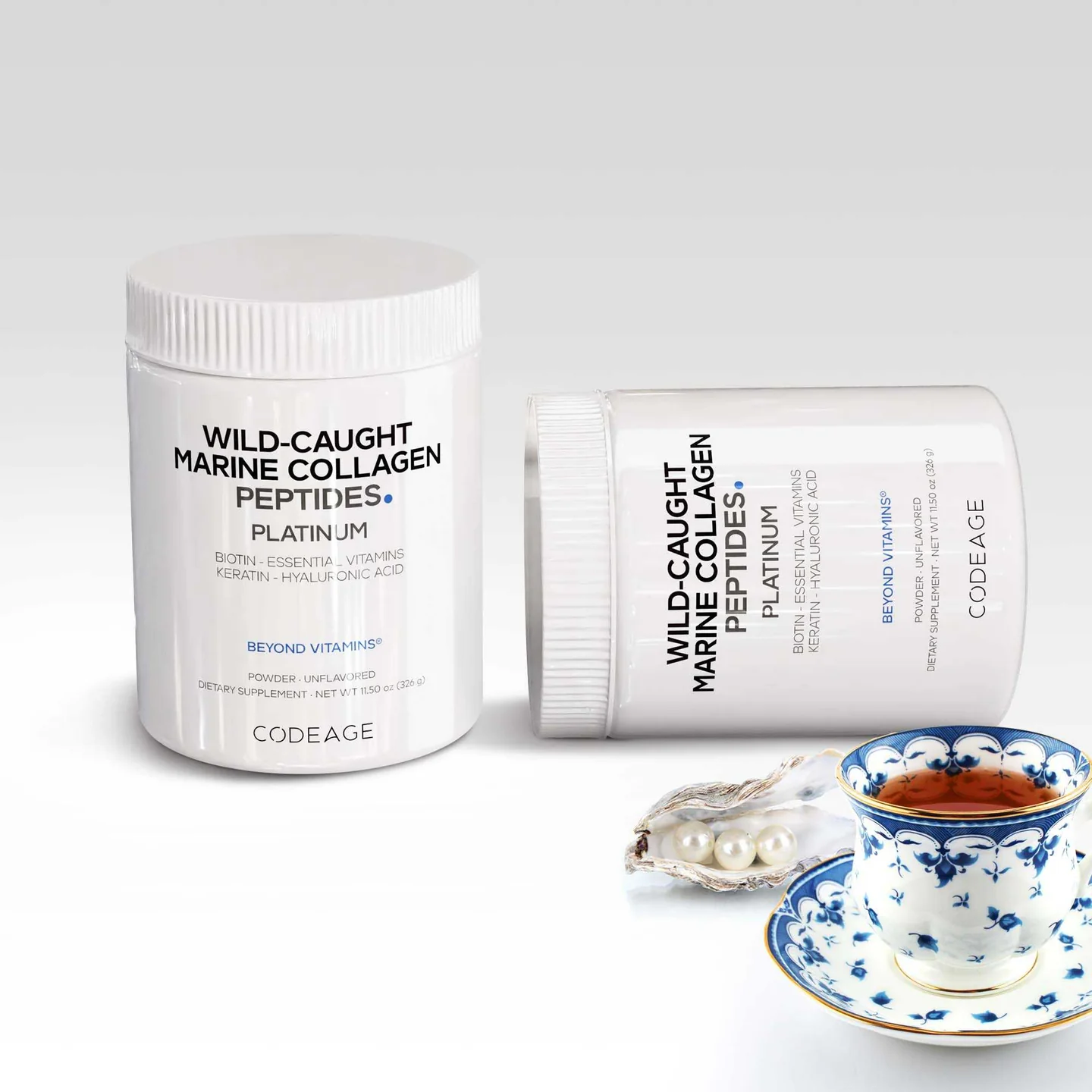 Codeage Wild-Caught Marine Collagen Peptides Platinum Biotin, Keratin, Hyaluronic Acid 326g thumbnail 2