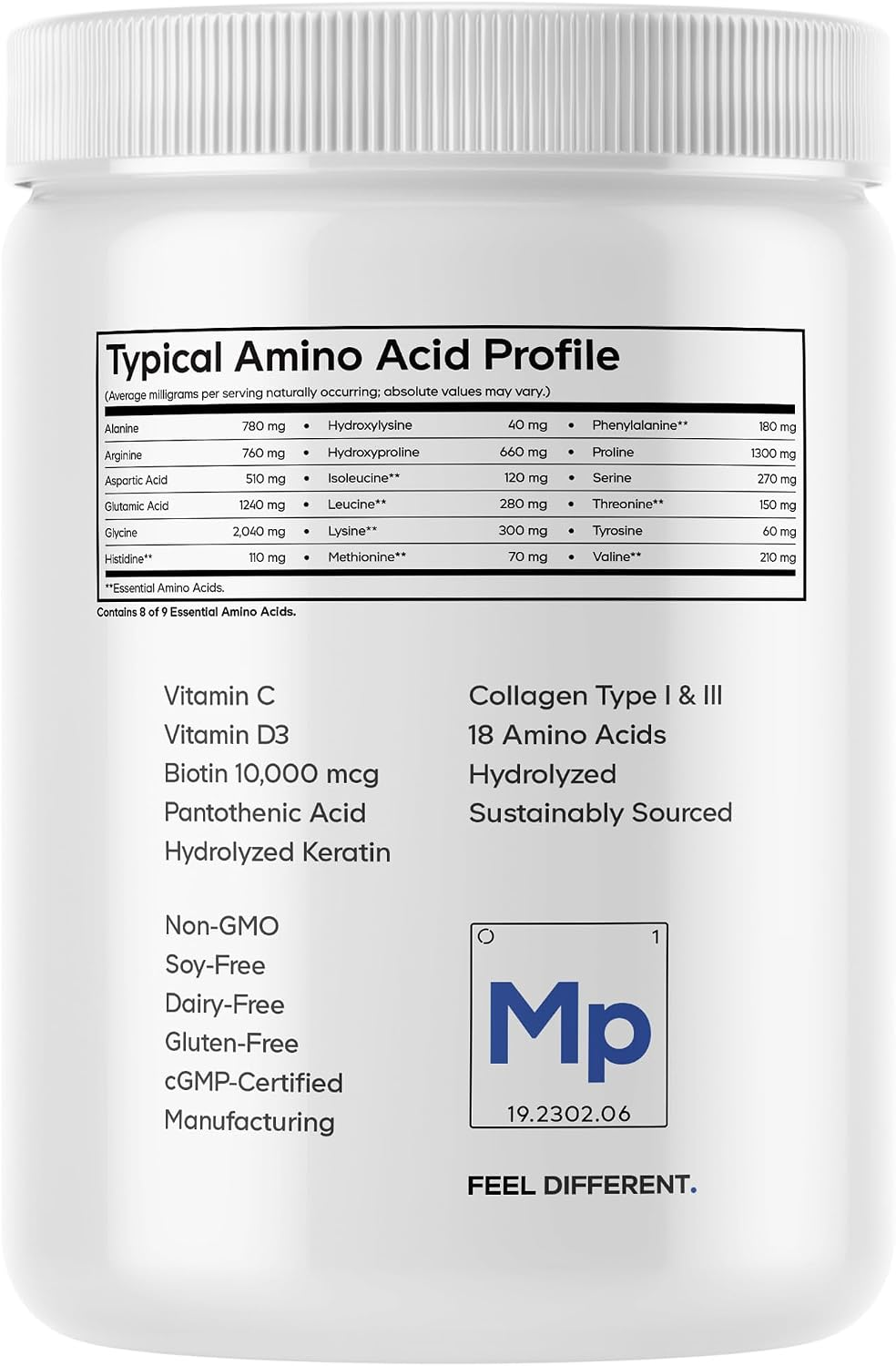 Codeage Wild-Caught Marine Collagen Peptides Platinum Biotin, Keratin, Hyaluronic Acid 326g thumbnail 4