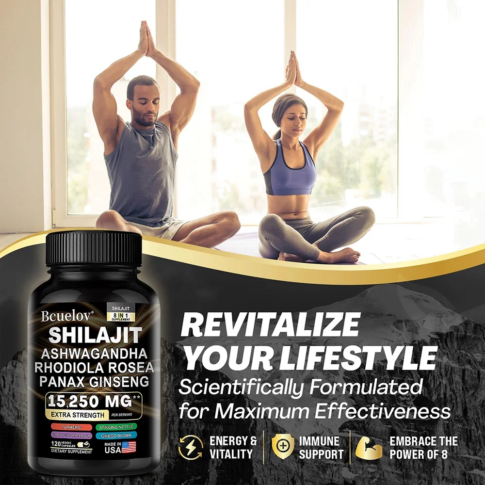 Bcuelov Shilajit 15250 mg - 8 in 1 Supplement - 120 Capsules thumbnail 2