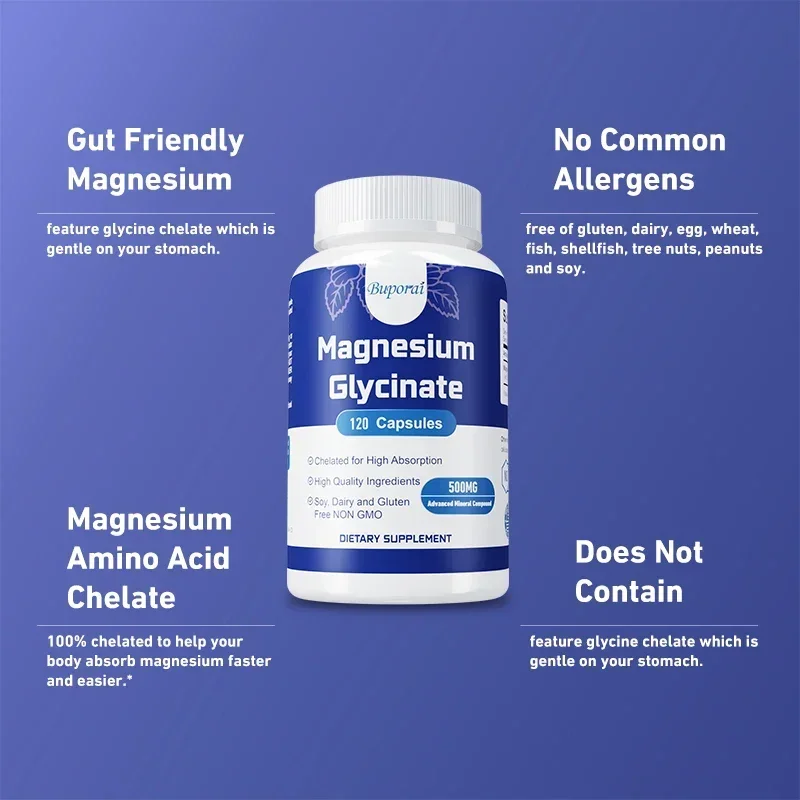 Buporai Magnesium Glycinate 500mg 60 Capsules thumbnail 3