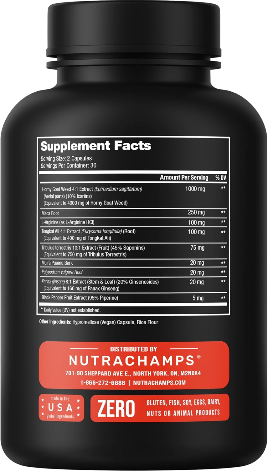 NutraChamps Horny Goat Weed 1000mg Epimedium Energy Supplement 10X Strength 60 Capsules thumbnail 5