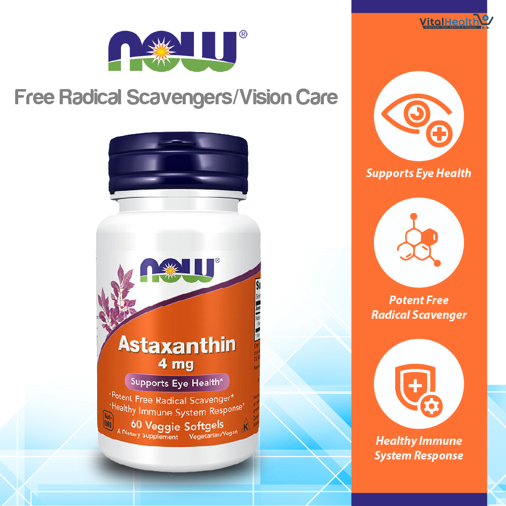 NOW Foods Supplements, Astaxanthin 4 mg, features Zanthin®, Supports Eye Health, 60 Veg Softgels thumbnail 5