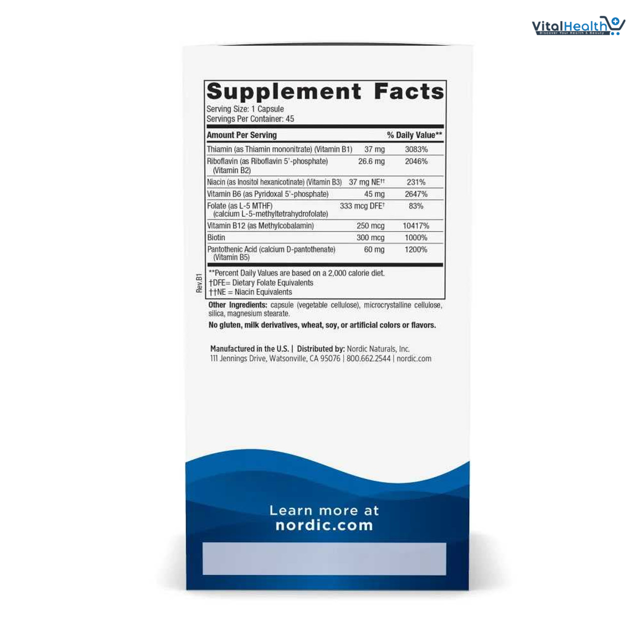 Nordic Naturals Vitamin B Complex 45 Capsules thumbnail 2