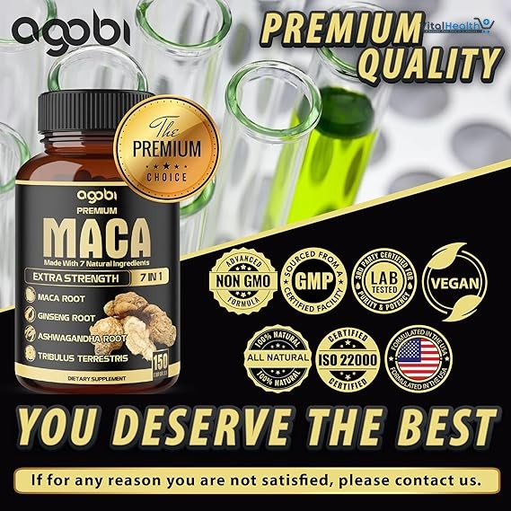 Agobi Maca Supplement Made with 7 Natural Ingredients Ginseng Root, Extra Strength thumbnail 4