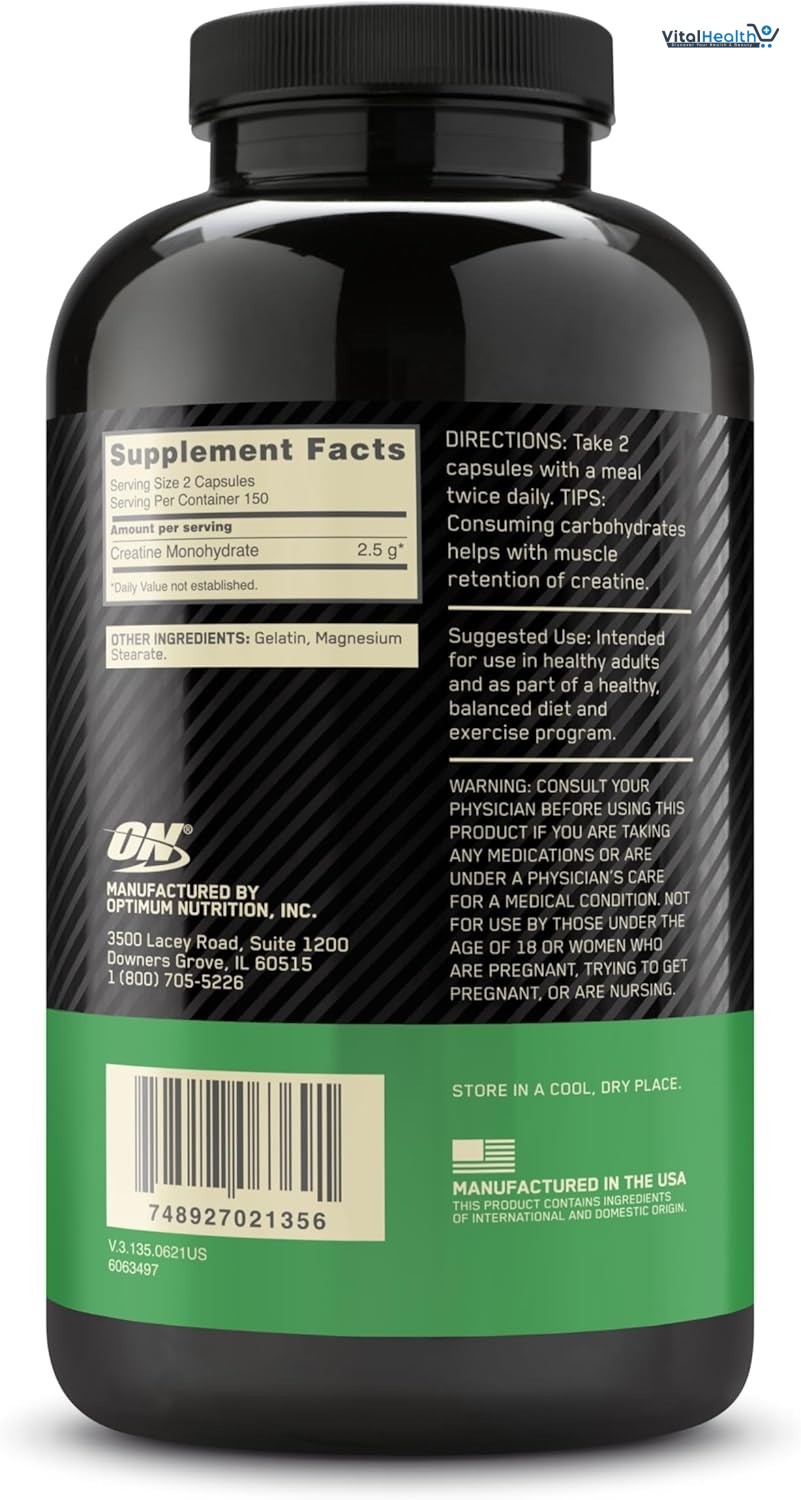 Optimum Nutrition Micronized Creatine Monohydrate Capsules, Keto Friendly, 2500mg, 300 Capsules thumbnail 7