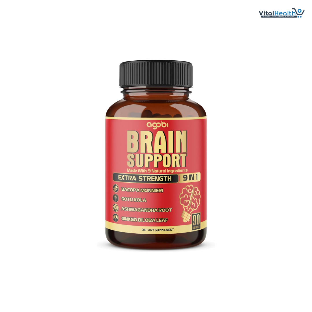 Agobi 9in1 Brain Support Supplement - Concentrated Ashwagandha Root, Gotu Kola Powder, Bacopa Monnieri Powder and More - 90 Capsules thumbnail 6