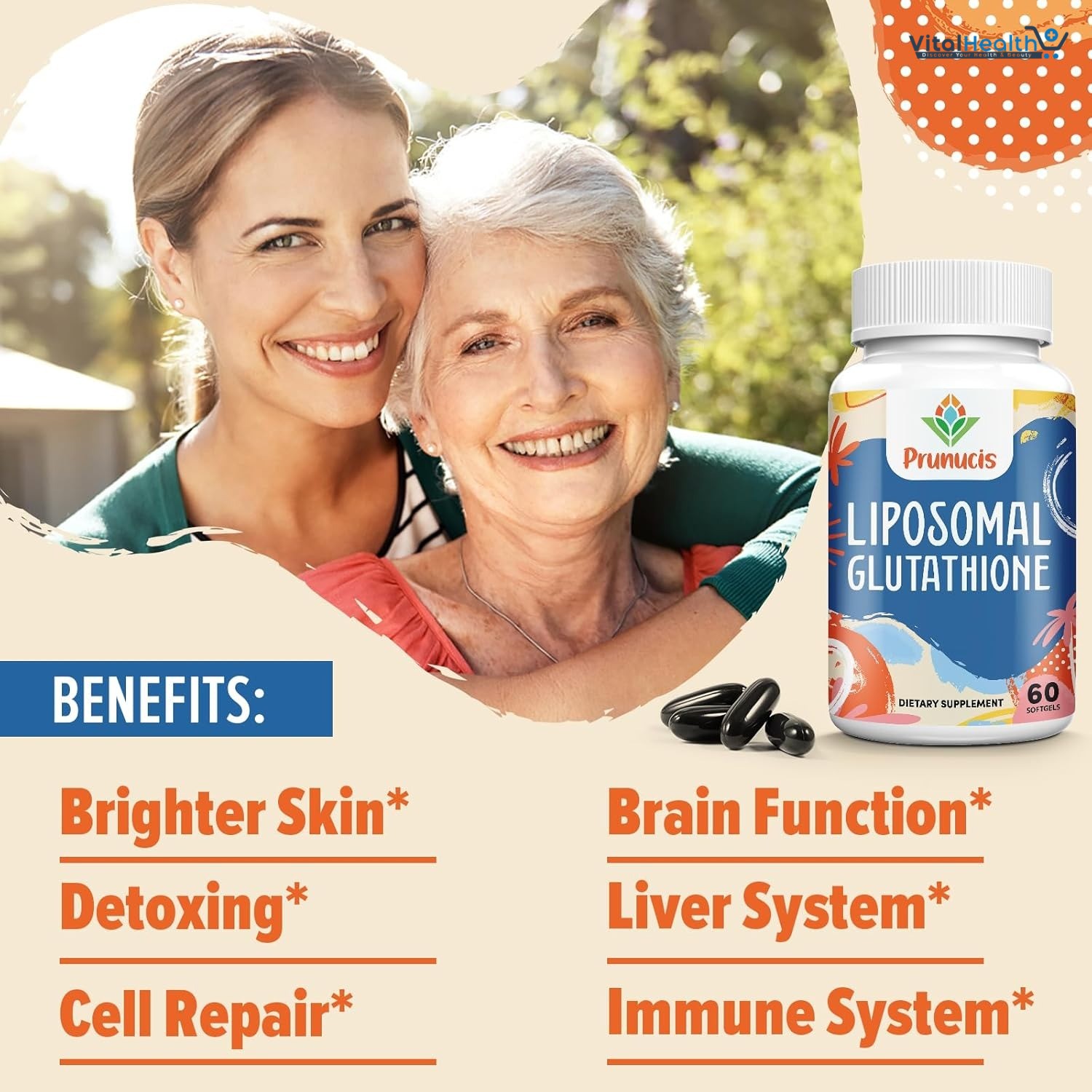Prunucis Liposomal Glutathione, with Vitamin C, Milk Thistle &amp; Alpha-Lipoic Acid _ 60 Count thumbnail 4