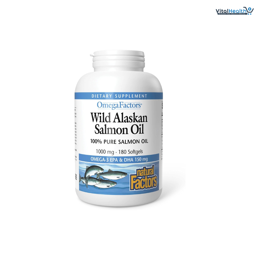 Natural Factors Wild Alaskan Salmon Oil Provides Omega-3, EPA, DHA &amp; Vitamin D, Supports Brain &amp; Heart Health, 180 Softgels thumbnail 8