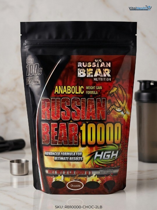 Russian Bear 10000 Mass Gainer 1KG Chocolate Flavor High-Calorie Weight Gain Supplement thumbnail 3