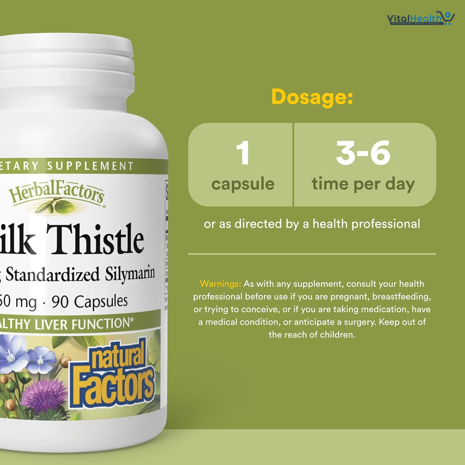 NATURAL FACTORS Milk Thistle Extract 250 Mg, 90 CT thumbnail 3