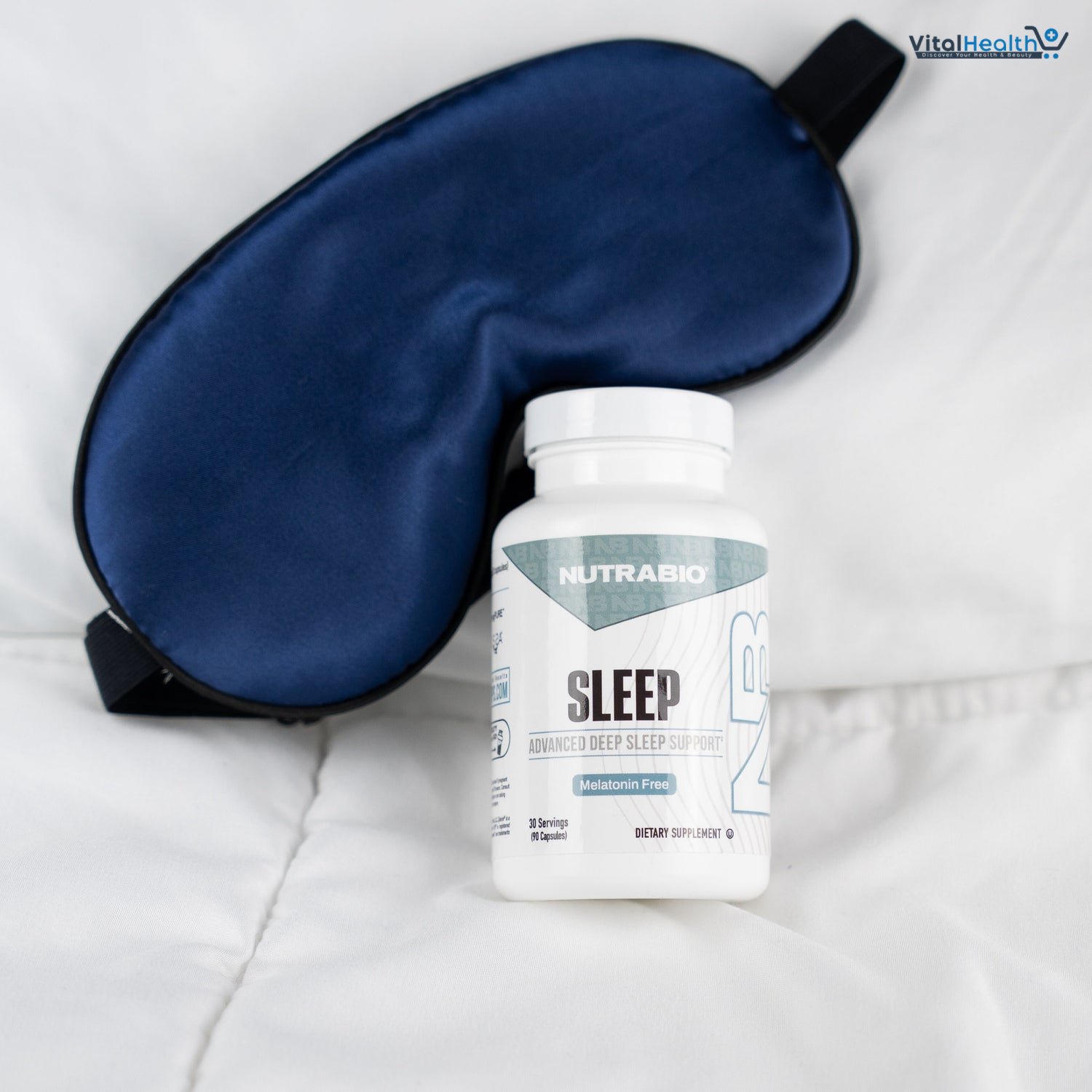 NutraBio Sleep - Advanced Deep Sleep Supplement - Restorative Natural Sleep Aid, Reduces Restlessness - Melatonin Free Sleep Aid - 30 Servings- 90 Capsules thumbnail 2