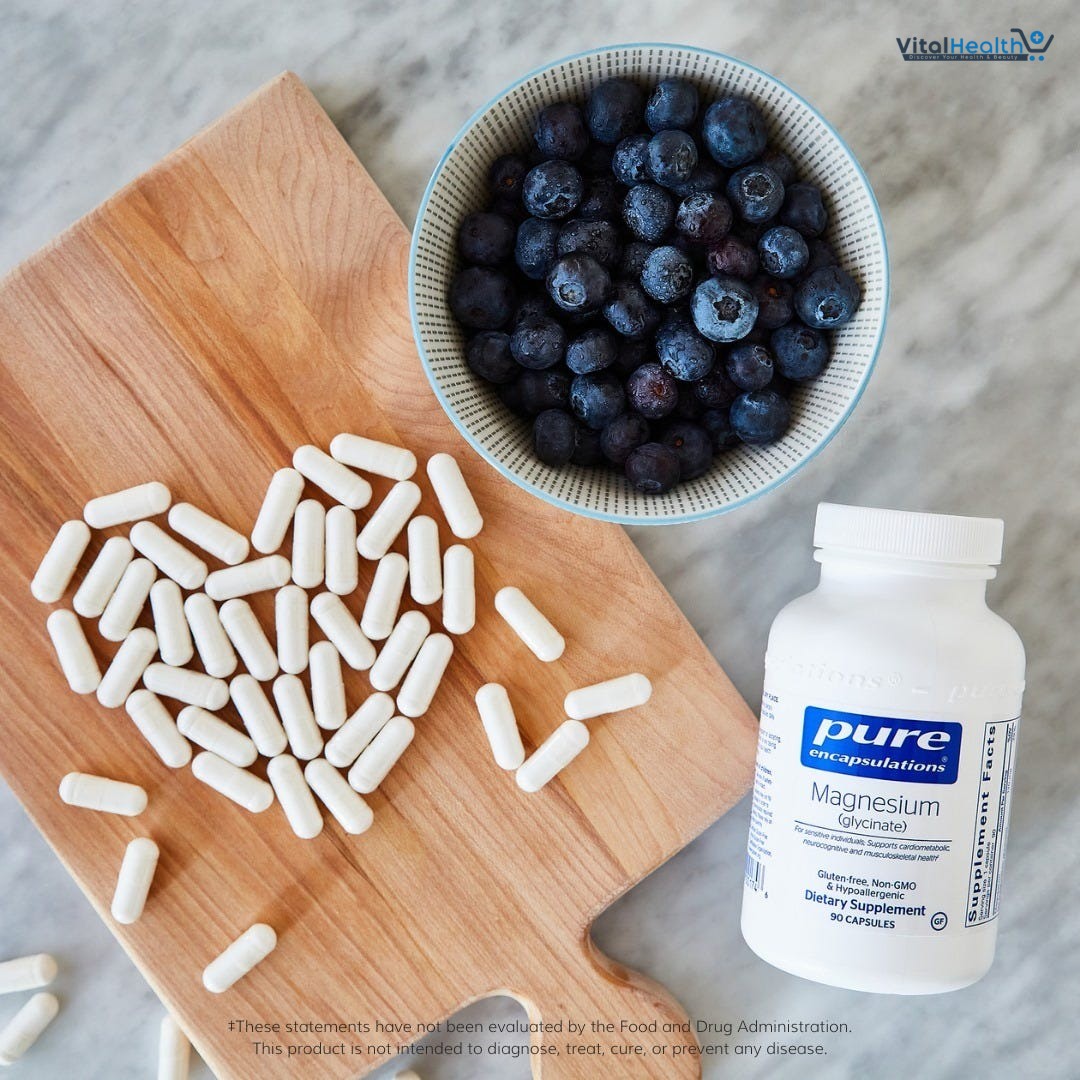 Pure Encapsulations Magnesium (Glycinate) - Supplement to Support Stress Relief, Sleep, Heart Health, Nerves, Muscles, and Metabolism* - with Magnesium Glycinate - 90 Capsules thumbnail 3