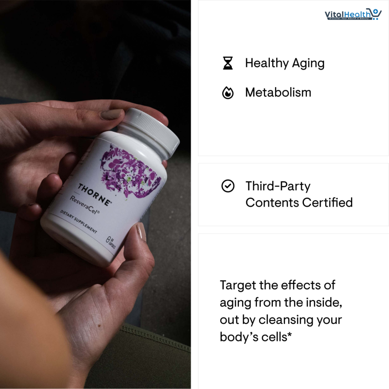 THORNE ResveraCel Nicotinamide Riboside with Quercetin Phytosome &amp; Resveratrol- 30 Servings thumbnail 2