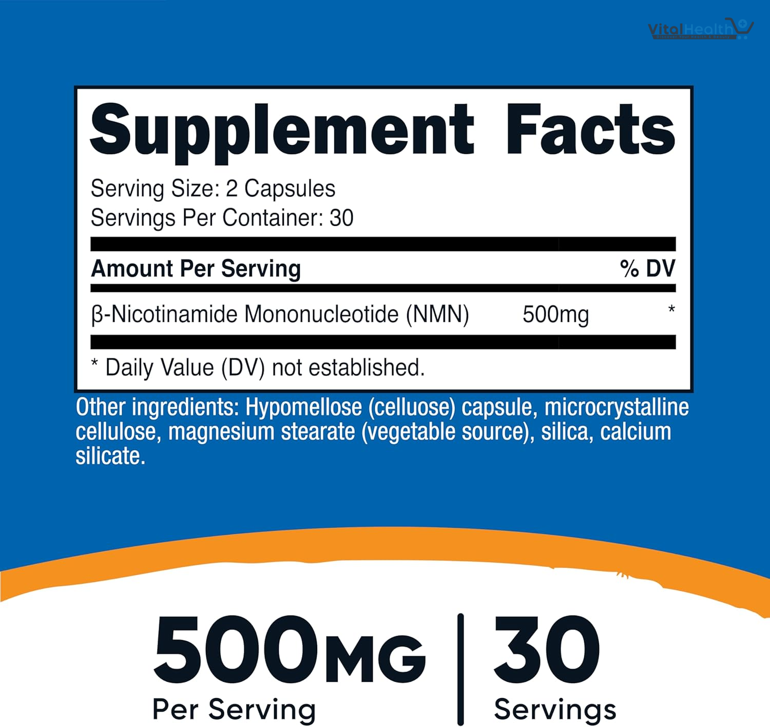 Nutricost NMN (Nicotinamide Mononucleotide) 500mg, 60 Capsules thumbnail 2