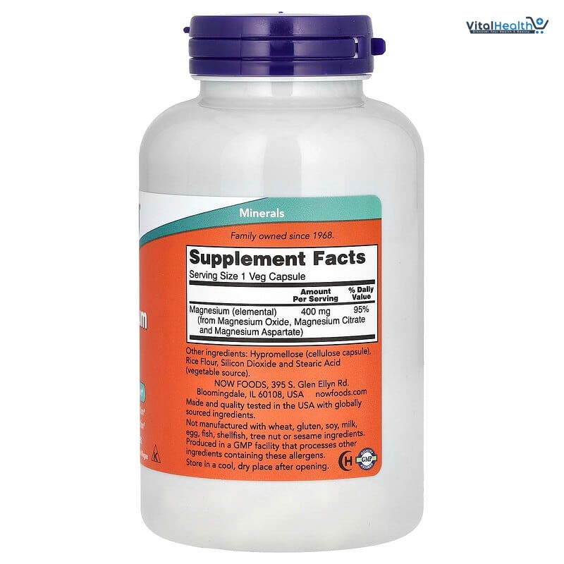 NOW FOODS Magnesium Citrate 400mg _ 120 Veg Capsules thumbnail 2