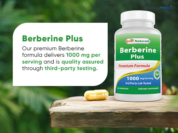 Best Naturals Berberine Plus 1000mg per Serving, (Non-GMO) 60 Capsules - Contains Berberine HCL 1000mg, Vitamin C 120mg &amp; Zinc Gluconate 30 mg thumbnail 3