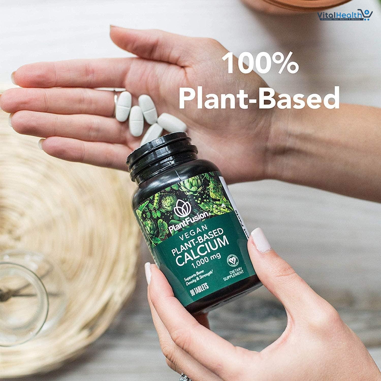 PlantFusion Vegan Calcium, Premium Plant Based Calcium (1000mg) Sourced from Icelandic Red Algae, Plus Magnesium, D3, K2, and Boron, 90 Vegan Tablets thumbnail 5