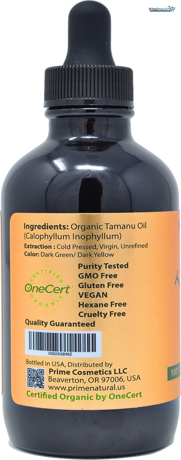 Prime Natural Organic Tamanu Oil - USDA Certified, 100% Pure, Cold Pressed, Unrefined, Virgin (4oz / 120ml) for Face, Hair &amp; Skin Care - Natural Moisturizer thumbnail 2
