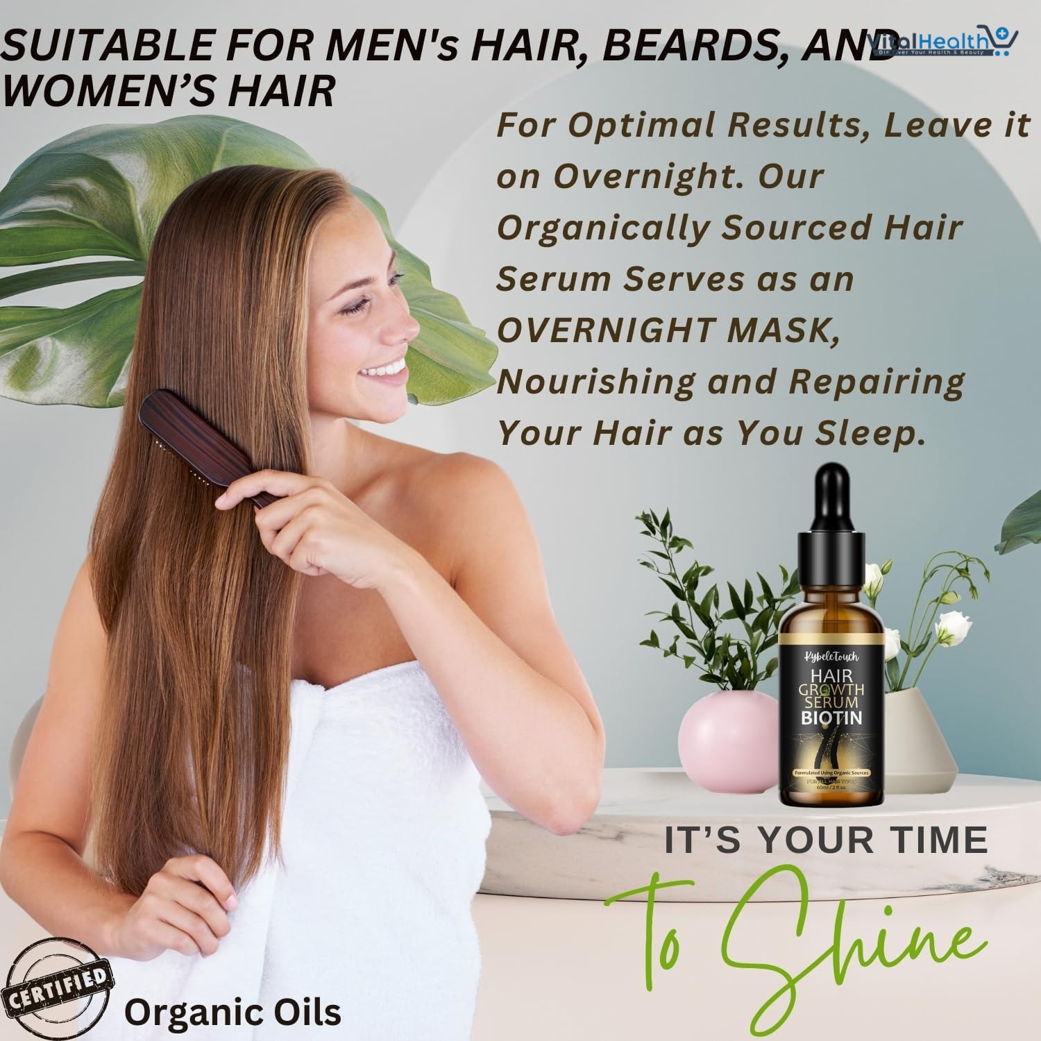 Hair Growth Serum 100% Natural Organic Hair Growth Oil with Biotin, Keratin, Caffeine, Rosemary, Castor, Argan, Coconut Oil, Hair Loss Treatment For Men,Women thumbnail 4