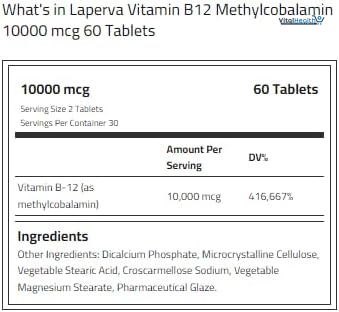 Laperva Vitamin B12 Methylcobalamin 10000 Mcg - 60 Tablets thumbnail 2