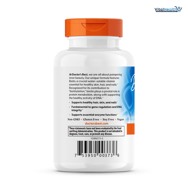 Doctor's Best, Biotin, 10,000 mcg, 120 Veggie Caps thumbnail 6