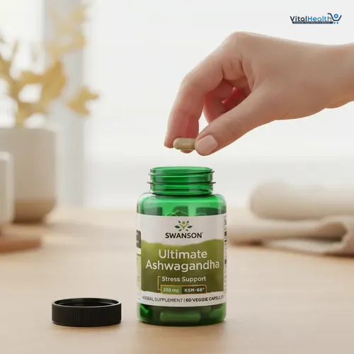 Swanson Ultimate Ashwagandha KSM-66 - Herbal Supplement Supporting Healthy Stress Levels &amp; Relaxation - Natural Formula to Promote a Calm &amp; Relaxed Mindset - (60 Veggie Capsules, 250mg Each) thumbnail 2