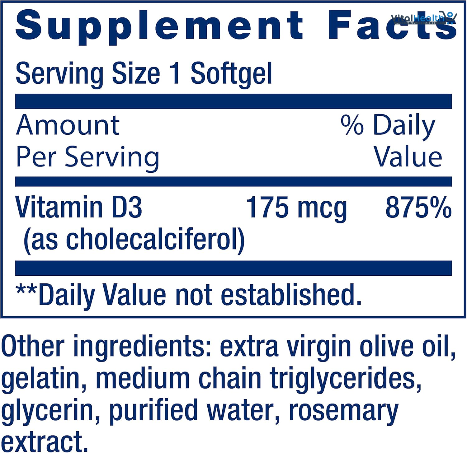 Life Extension Vitamin D3 175 mcg (7000 IU) 60 softgels thumbnail 2