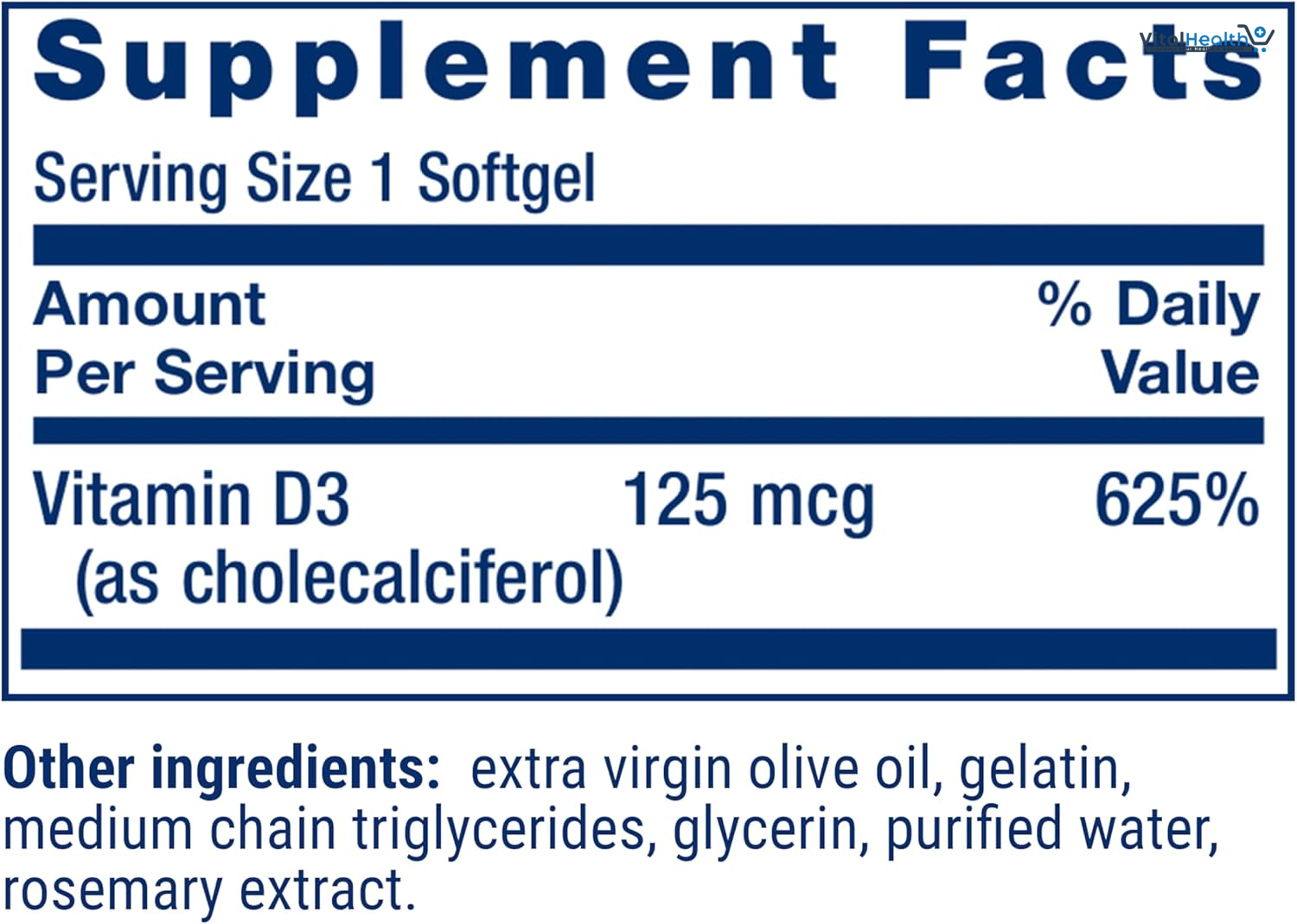 Life Extension Vitamin D3 125 mcg (5000 IU), 60 Softgels thumbnail 2